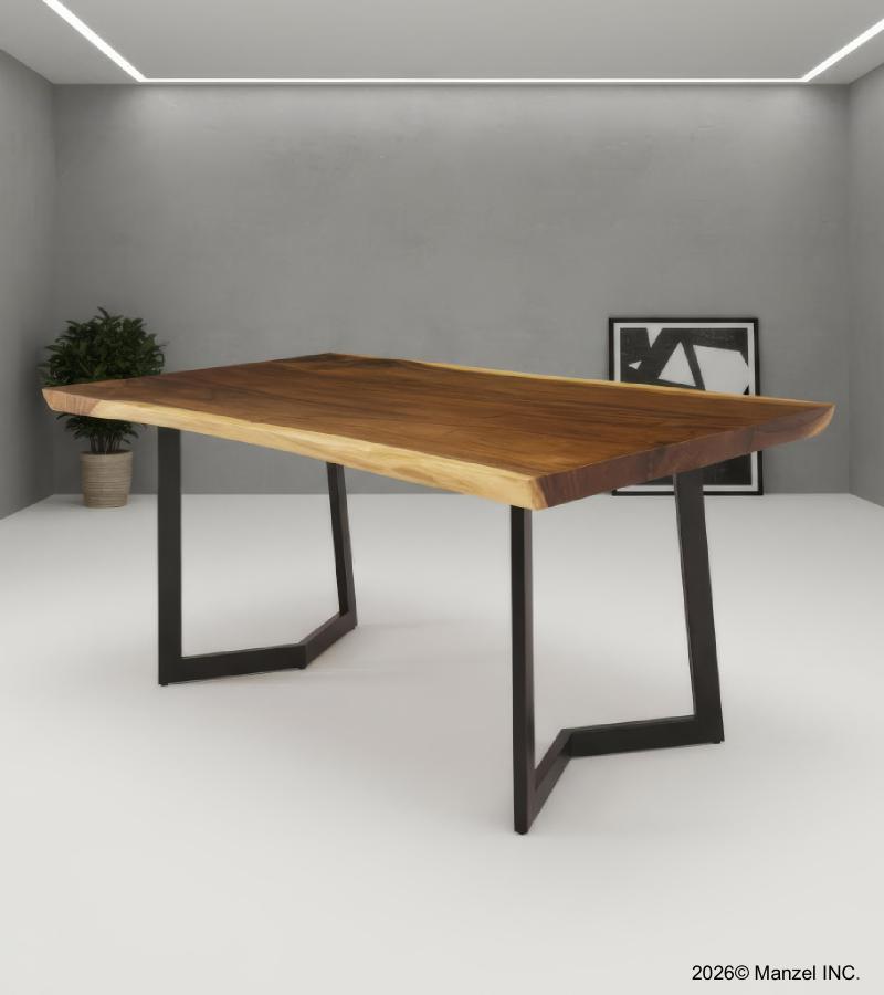 LIVE EDGE SOLID SUAR WOOD TABLE W/ METAL BASE