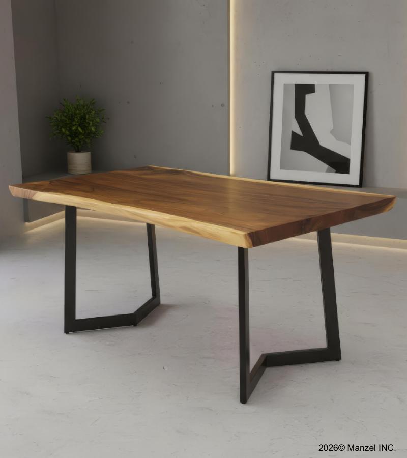 LIVE EDGE SOLID SUAR WOOD TABLE W/ METAL BASE