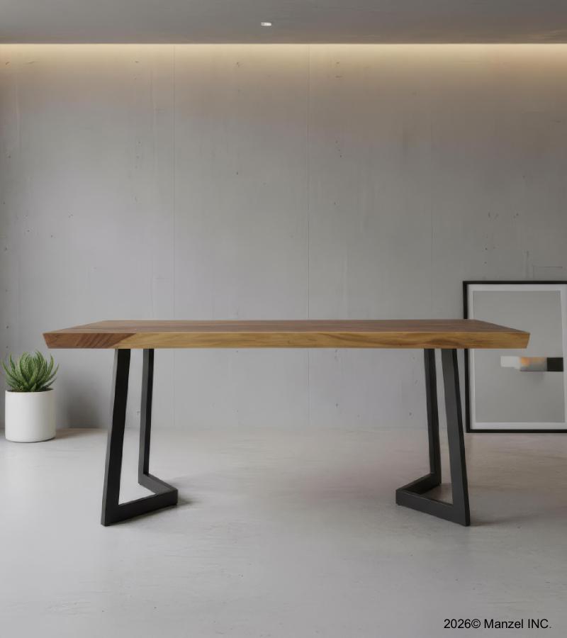LIVE EDGE SOLID SUAR WOOD TABLE W/ METAL BASE