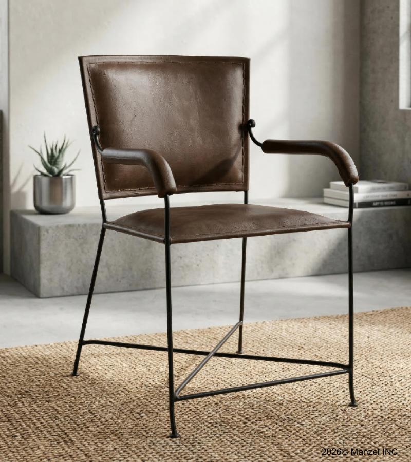 GENUINE LEATHER CHAIR W/ ARMS