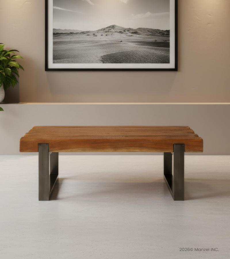 SOLID RECLAIMED TEAK WOOD & IRON COFFEE TABLE