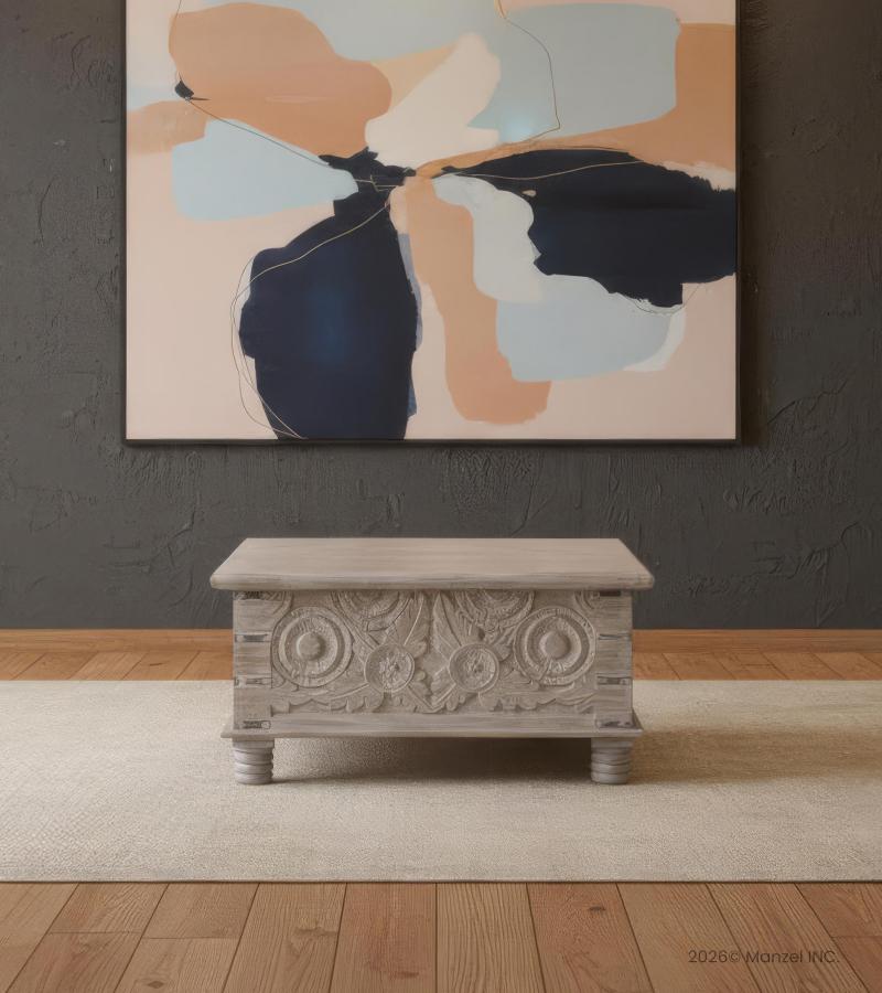 SOLID RECLAIMED TEAK WOOD DOUBLE OPEN TRUNK TABLE