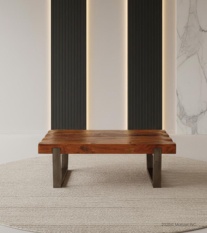 SOLID RECLAIMED TEAK WOOD & IRON COFFEE TABLE - INCREDIBLE!!