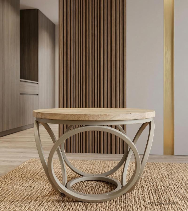 SOLID WOOD & IRON COFFEE TABLE