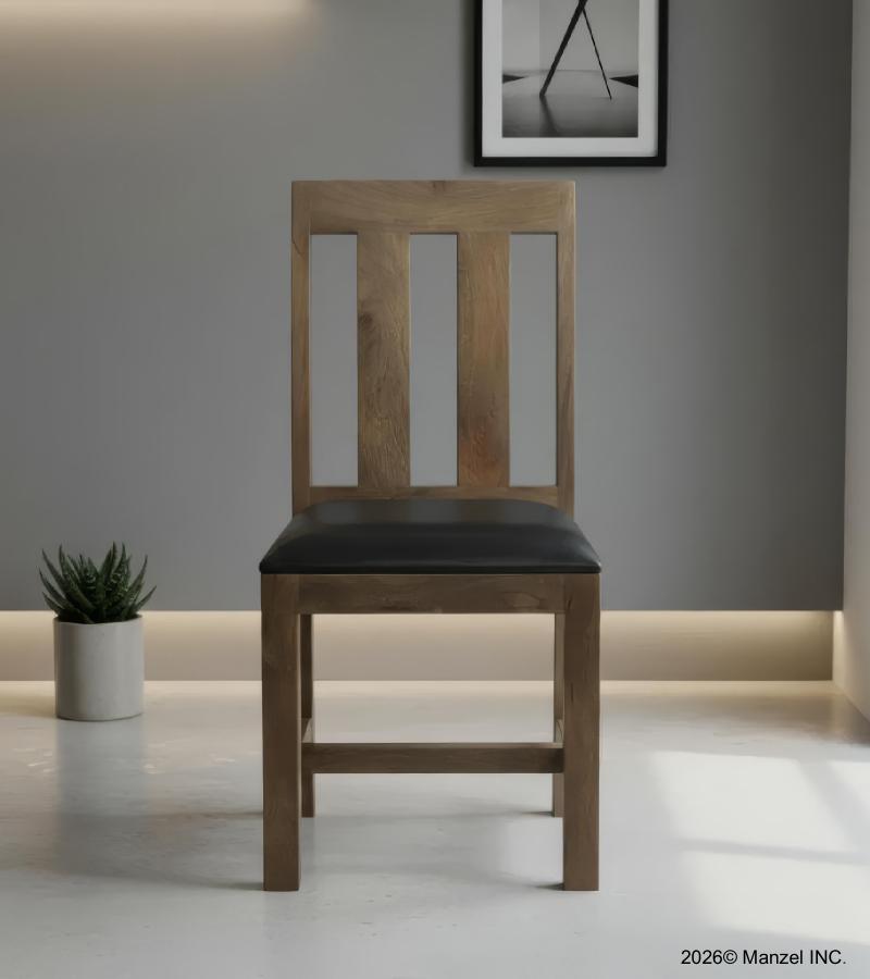 WOODEN LEATHER DINING CHAIR