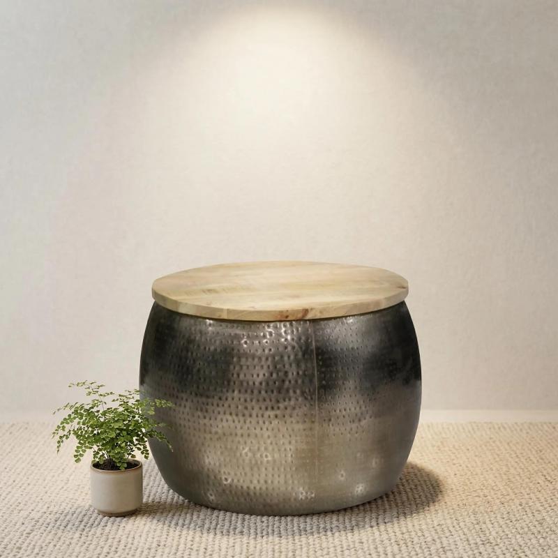 SOLID WOOD & IRON COFFEE TABLE