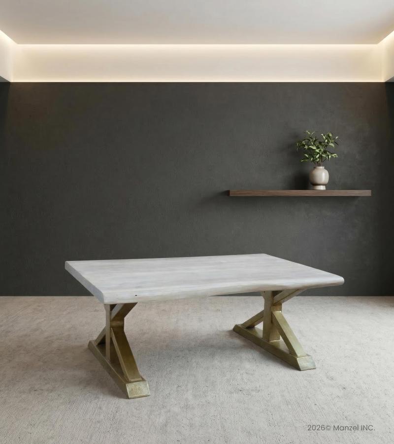 SOLID LIVE EDGE WOOD & IRON COFFEE TABLE