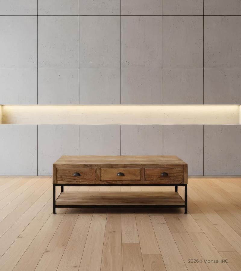 SOLID WOOD & IRON COFFEE TABLE