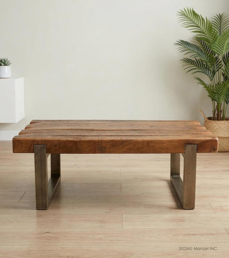 SOLID RECLAIMED TEAK WOOD & IRON COFFEE TABLE - FANTASTIC!