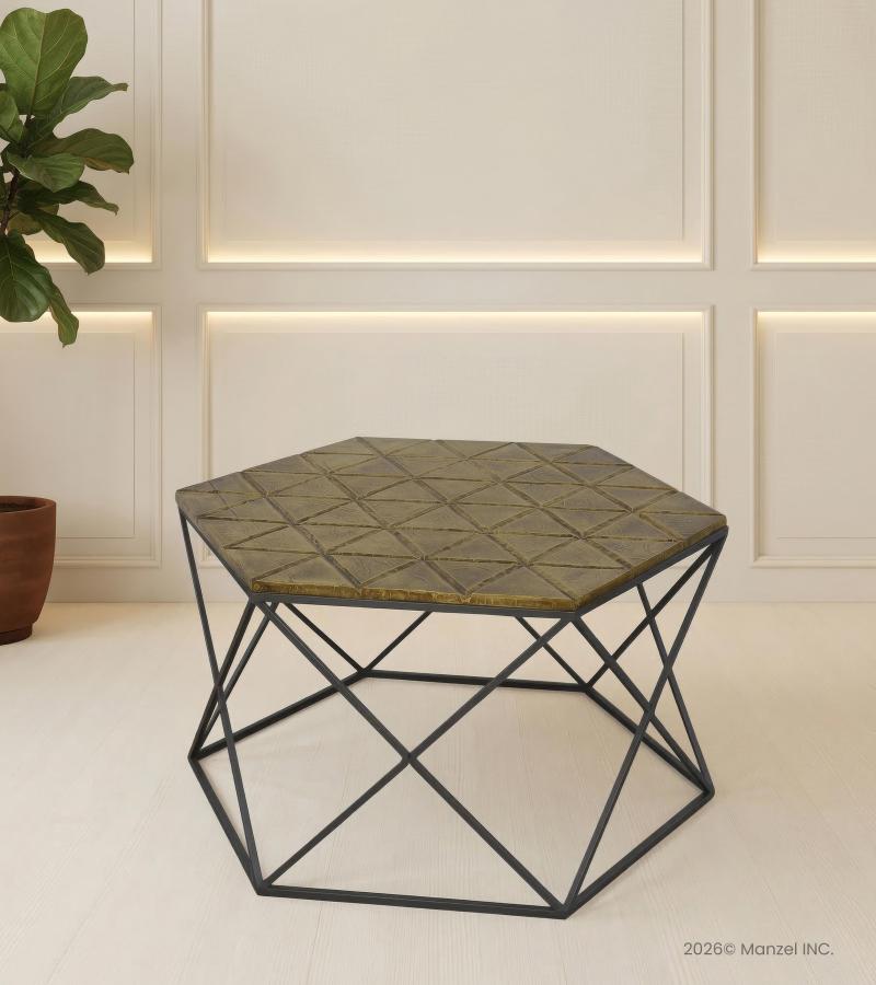 SOLID WOOD & IRON COFFEE TABLE