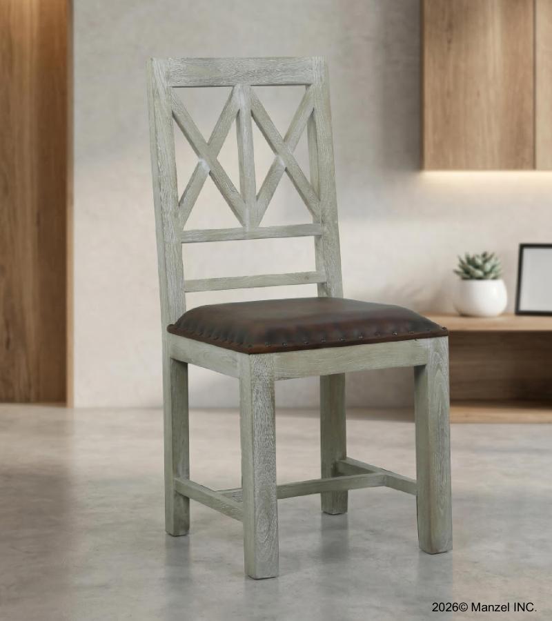 WOODEN LEATHER DINING CHAIR