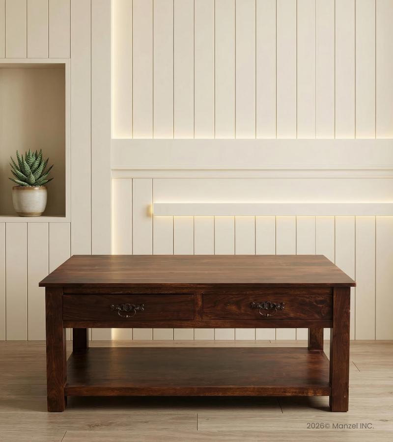 Classic Indian Rosewood 2-Drawer Coffee Table