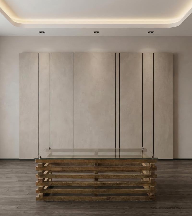 SOLID WOOD COFFEE TABLE W/ GLASS TOP