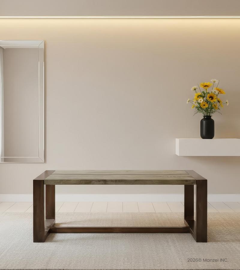 SOLID WOOD & IRON COFFEE TABLE