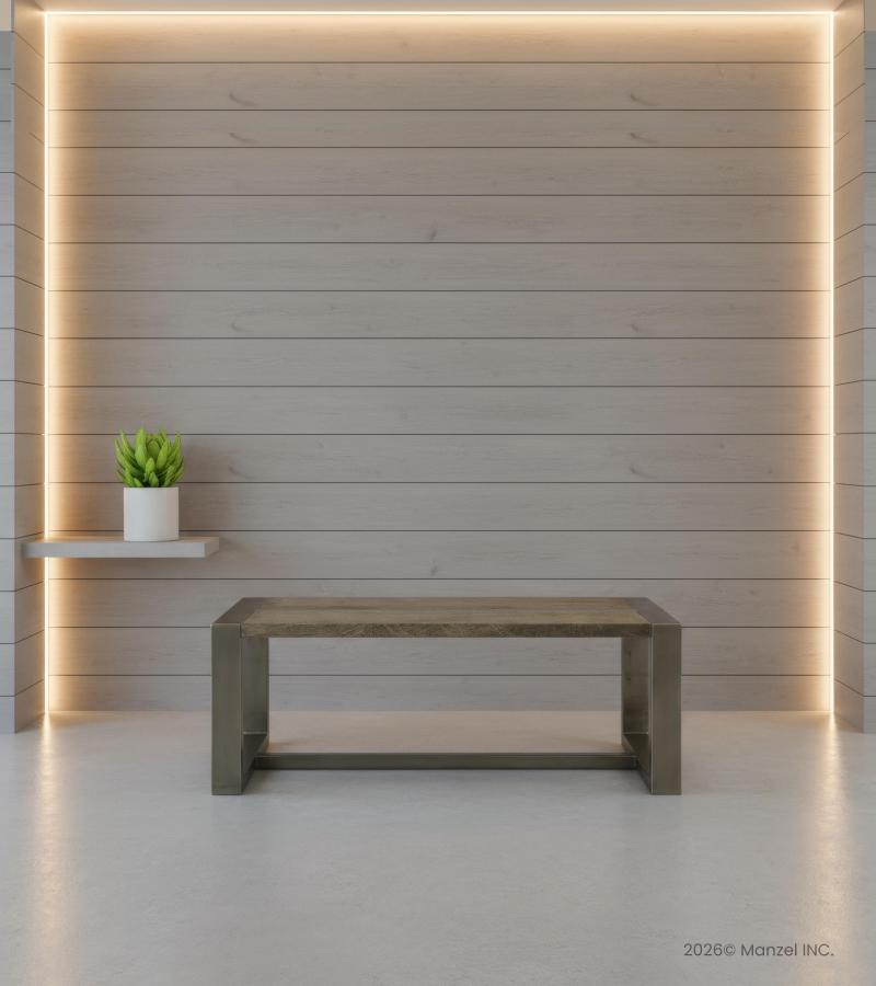 SOLID WOOD & IRON COFFEE TABLE