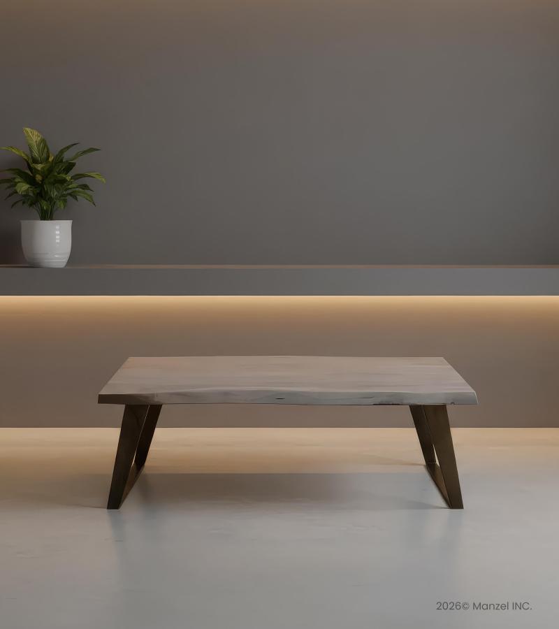 SOLID WOOD LIVE EDGE & IRON COFFEE TABLE 