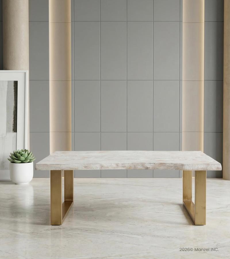 SOLID LIVE EDGE WOOD COFFEE TABLE W/ METAL BASE