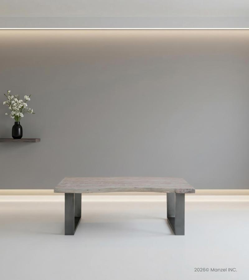 SOLID LIVE EDGE WOOD COFFEE TABLE W/ METAL BASE