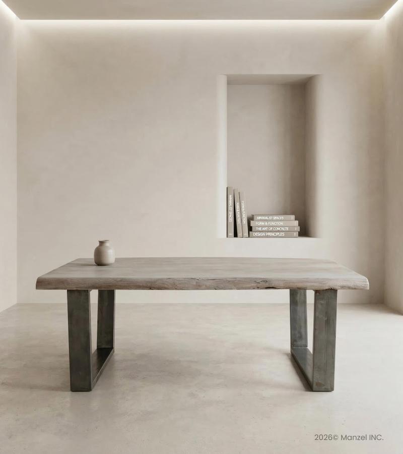 SOLID LIVE EDGE WOOD COFFEE TABLE W/ METAL BASE