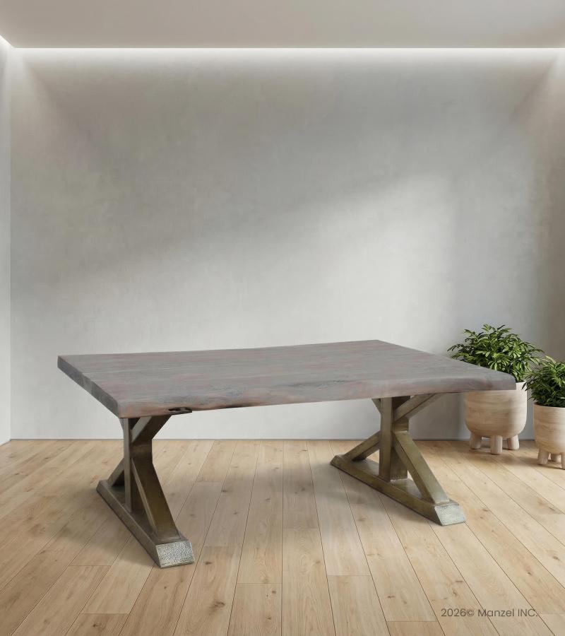 SOLID LIVE EDGE WOOD & IRON COFFEE TABLE