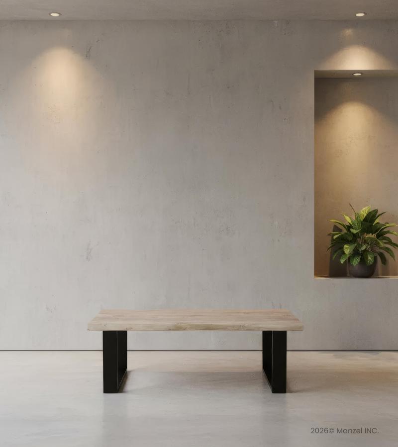 SOLID LIVE EDGE WOOD COFFEE TABLE W/ METAL BASE