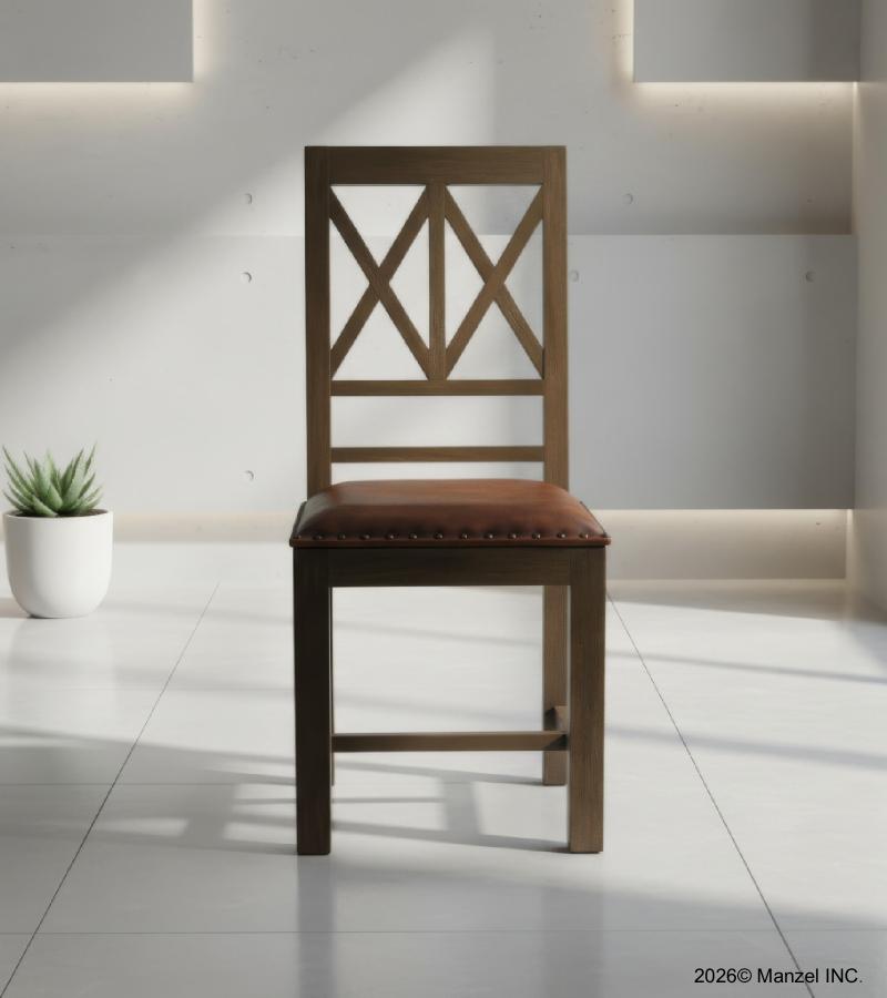 WOODEN LEATHER DINING CHAIR