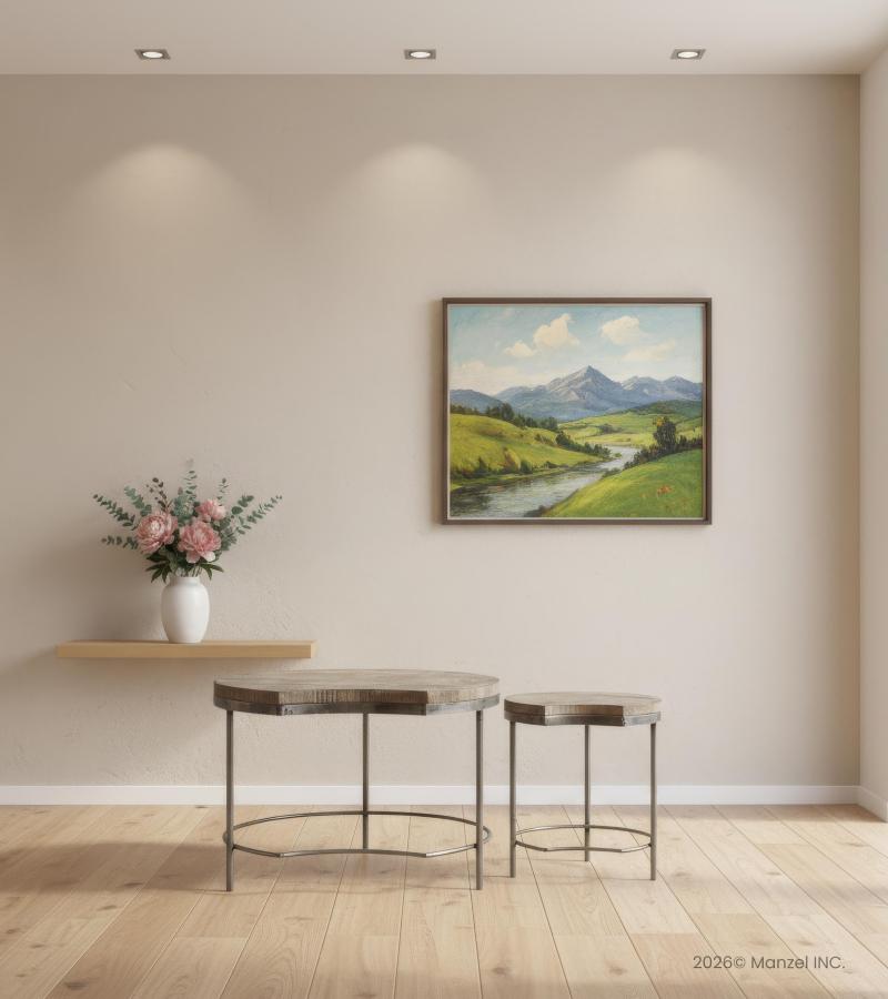 SET OF 2 SOLID WOOD & IRON TABLES