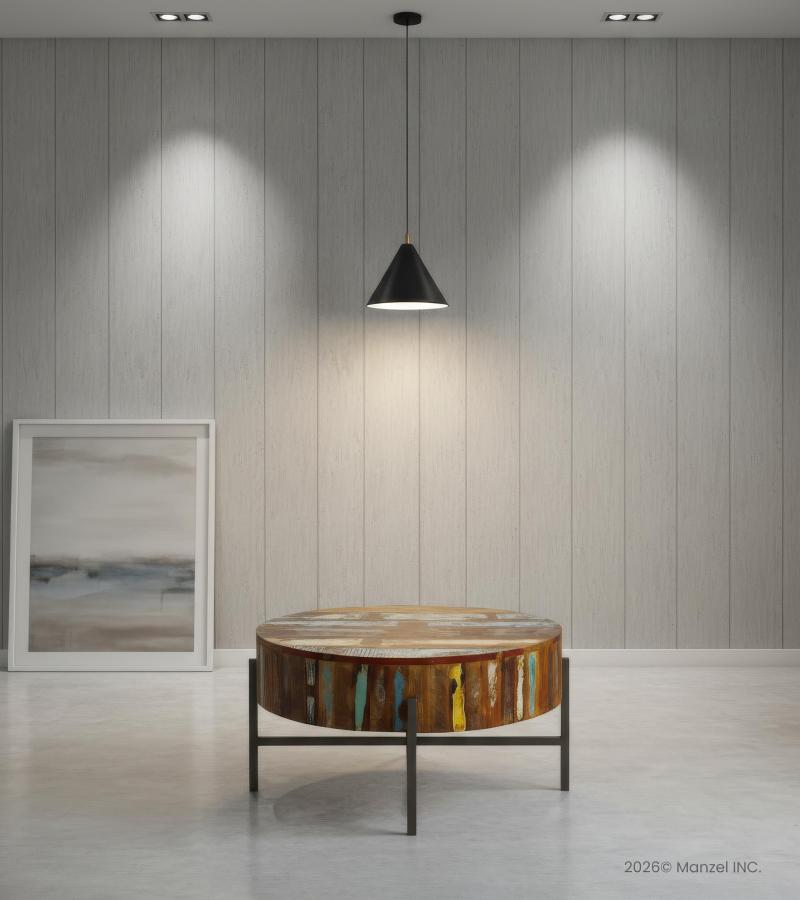 SOLID RECLAIMED TEAK WOOD COFFEE TABLE W/ METAL BASE