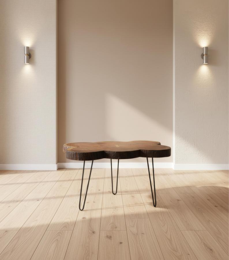 SOLID LIVE EDGE TABLE W/ IRON LEGS