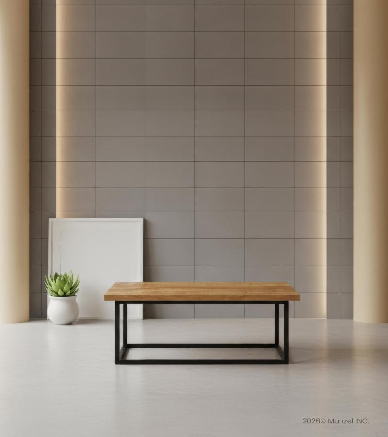 SOLID WOOD & IRON END TABLE