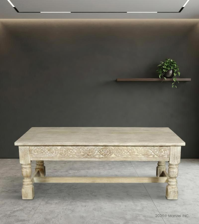 HAND CARVED SOLID WOOD COFFEE TABLE