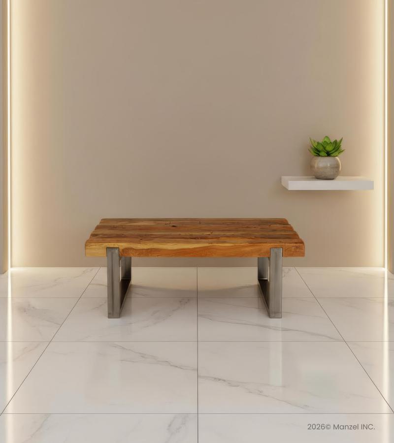SUPER THICK RECLAIMED TEAK & IRON COFFEE TABLE