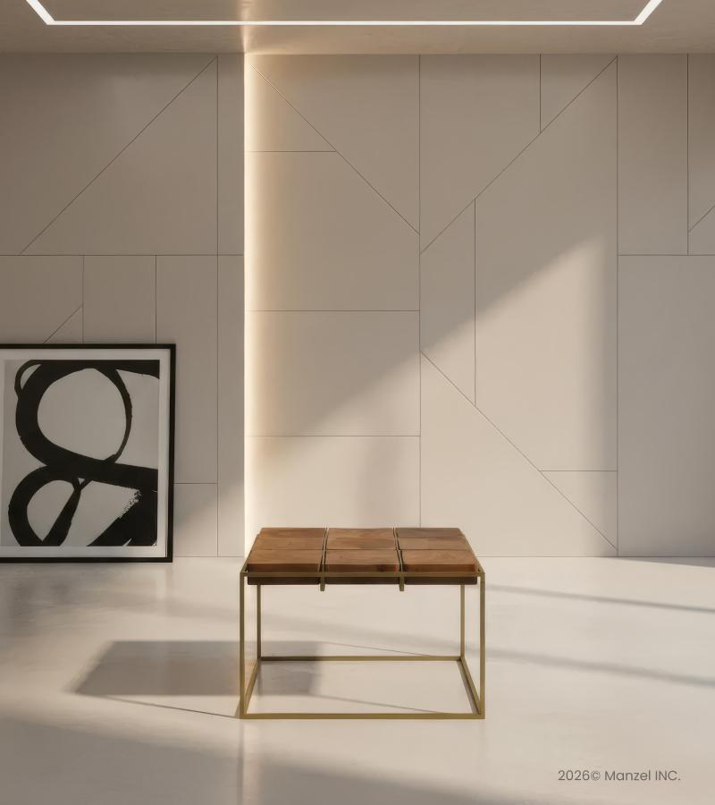 SOLID WOOD & IRON COFFEE TABLE