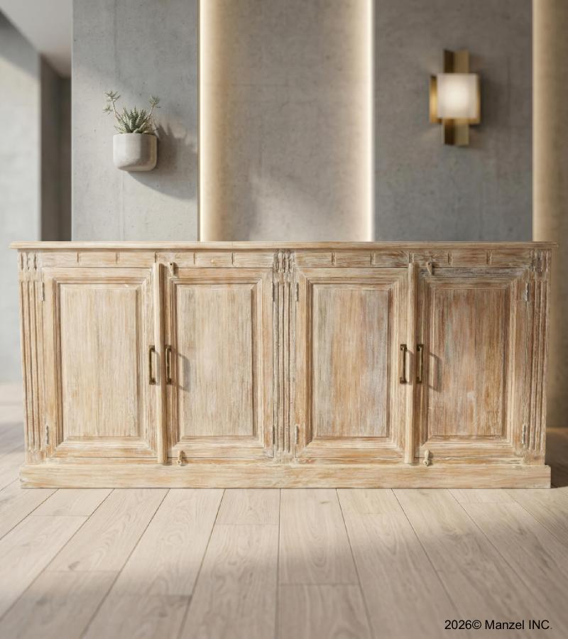 SOLID RECLAIMED TEAK WOOD SIDEBOARD CABINET 4 DOORS