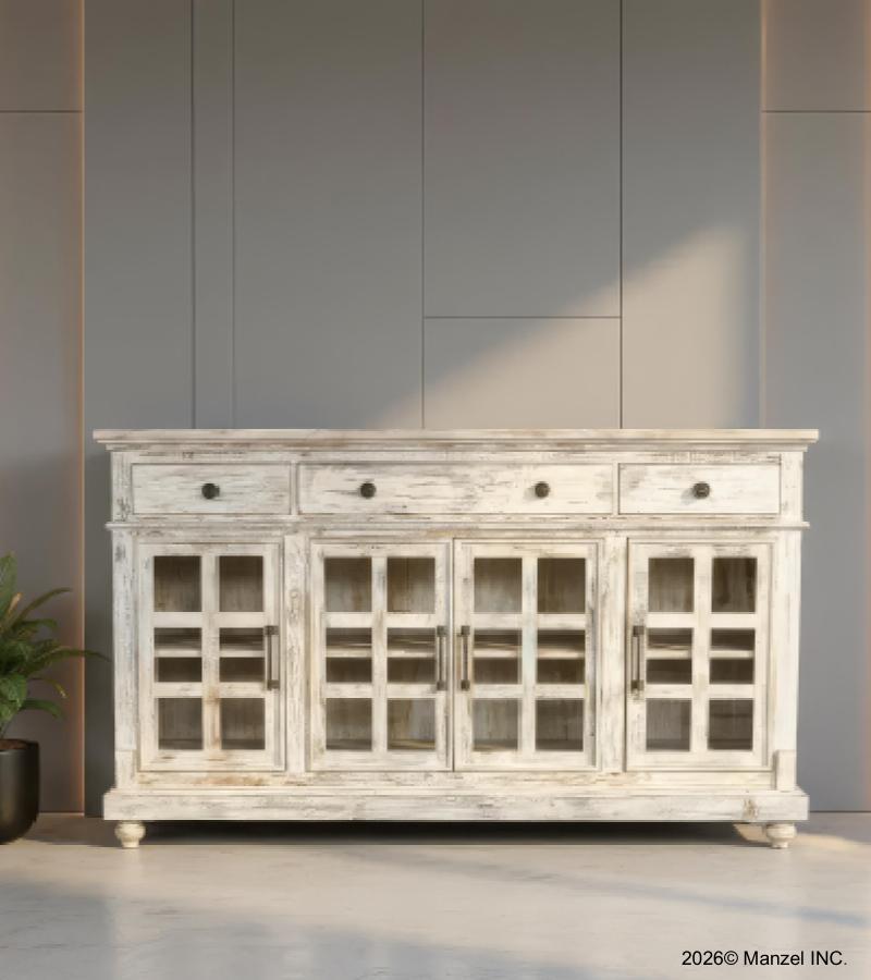 WOODEN GLASS SIDEBOARD