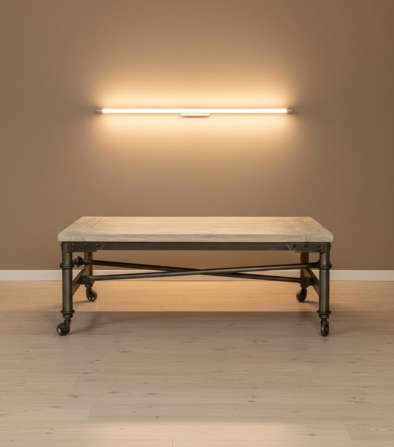 SOLID WOOD & IRON TROLLEY COFFEE TABLE