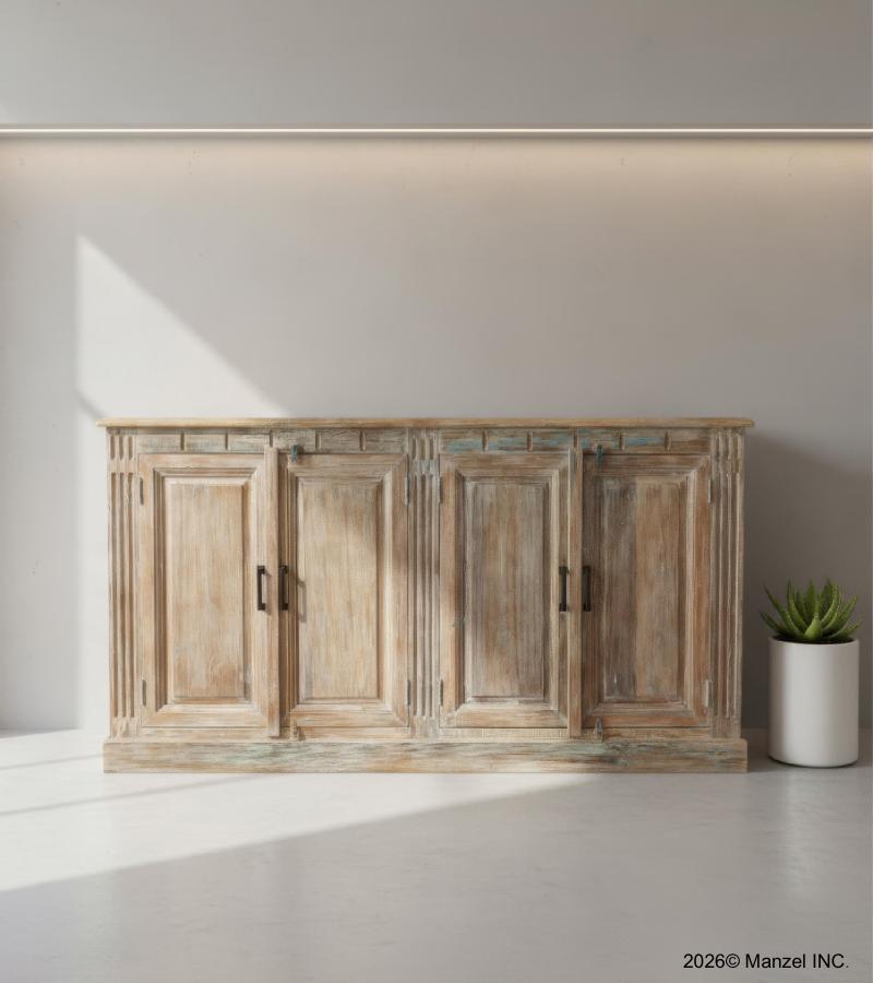 SOLID RECLAIMED TEAK WOOD SIDEBOARD CABINET 4 DOORS