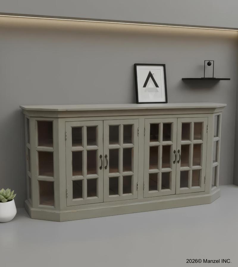 SOLID WOOD & GLASS SIDEBOARD CONSOLE