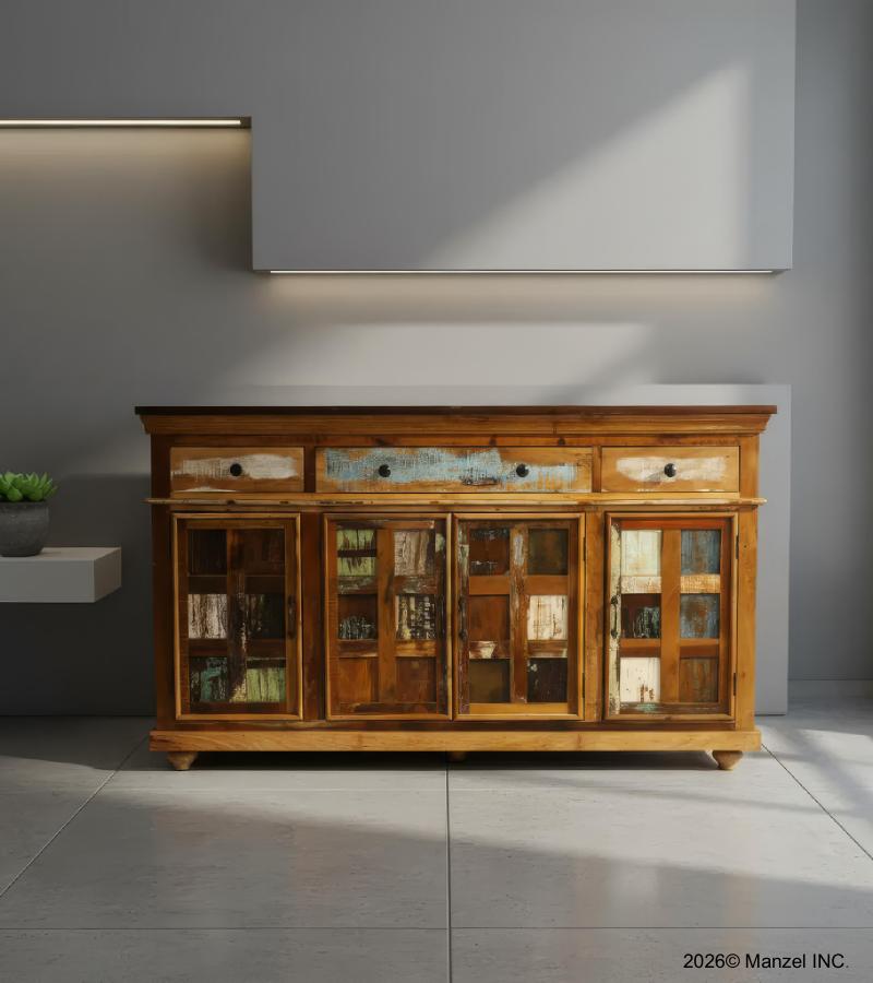 SOLID RECLAIMED TEAK WOOD SIDEBOARD CABINET