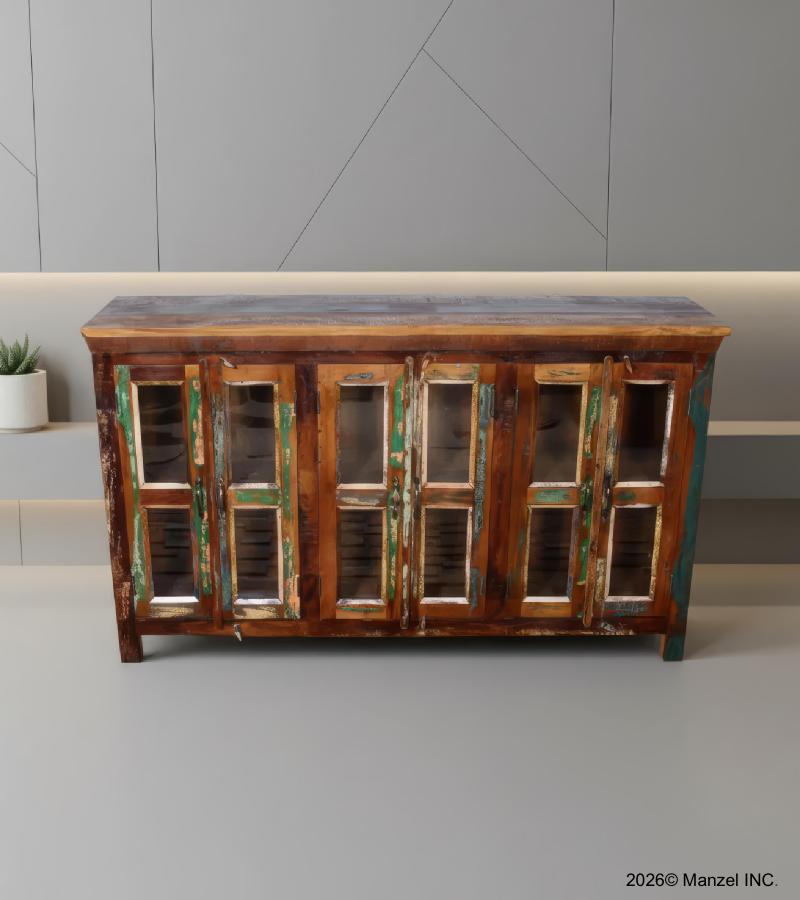WOODEN GLASS SIDEBOARD