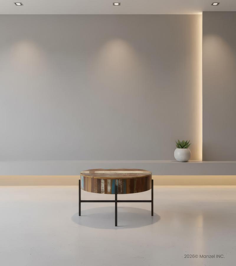 SOLID RECLAIMED TEAK WOOD W/ METAL COFFEE TABLE