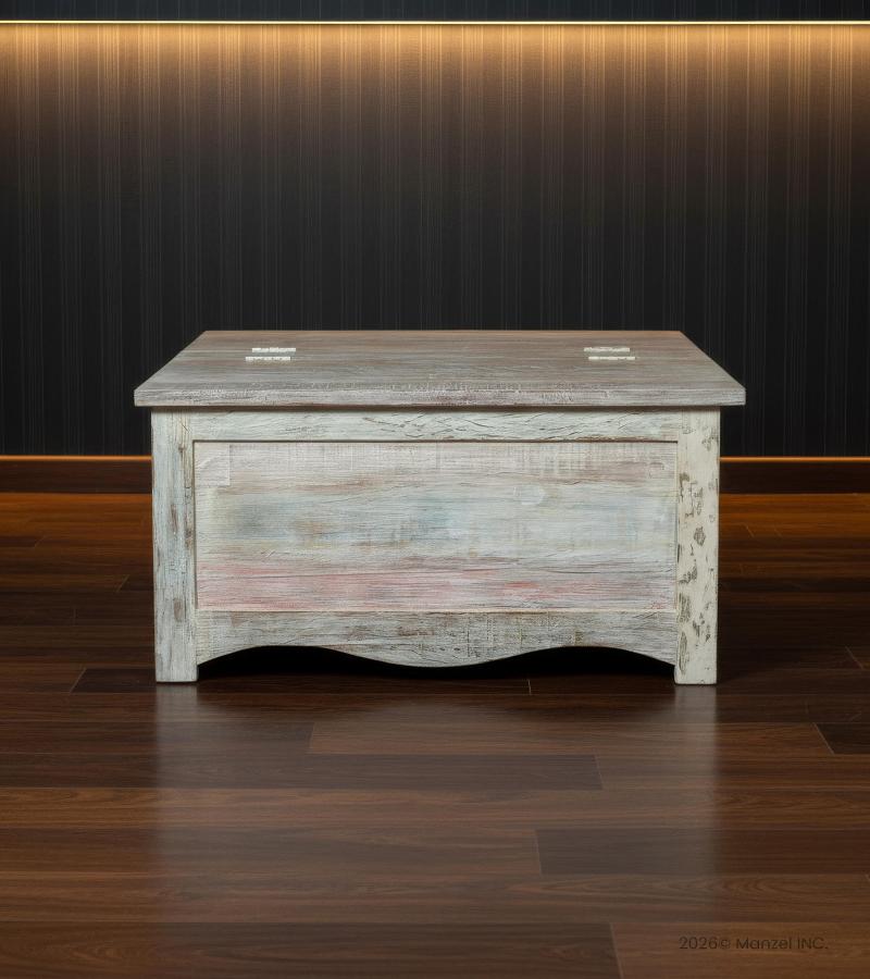 SOLID RECLAIMED WOOD STORAGE COFFEE TABLE W/  ACCESS ON 2 SIDES 