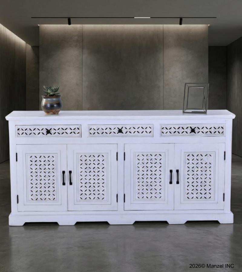 HAND CARVED WOOD SIDEBOARD CABINET
