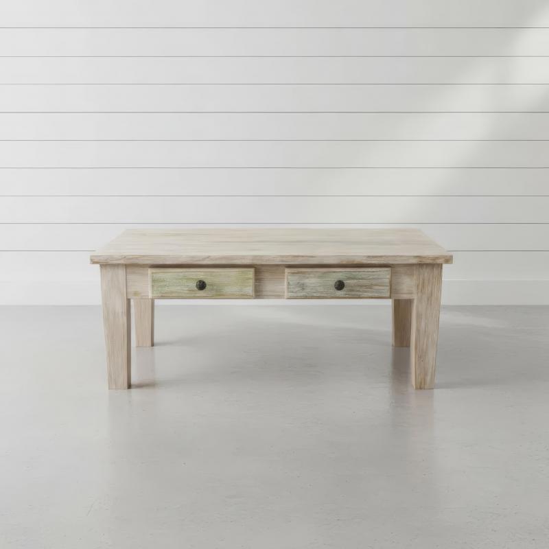 SOLID RECLAIMED TEAK WOOD COFFEE TABLE W/ DRAWERS