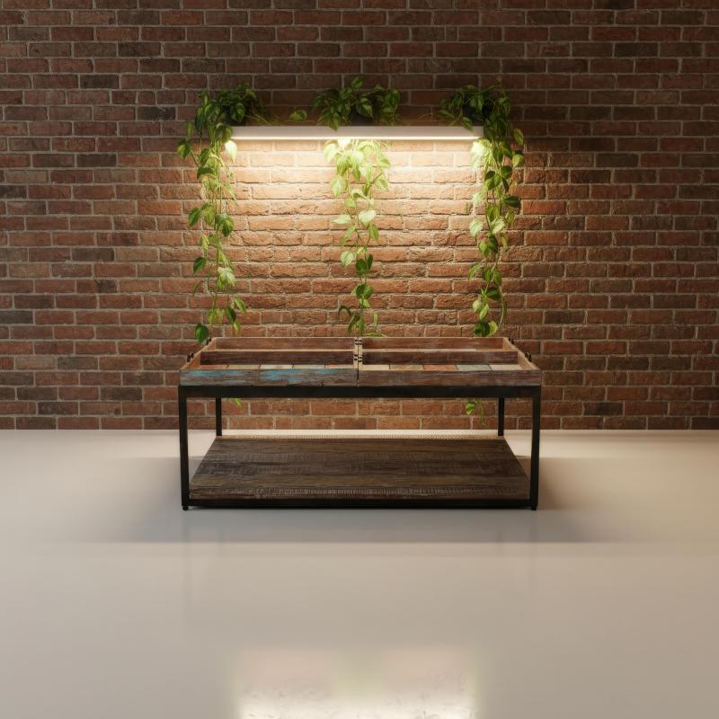 SOLID RECLAIMED TEAK & IRON TRAY COFFEE TABLE