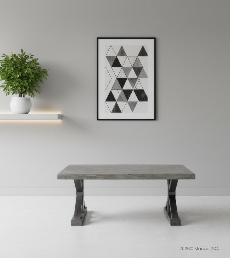 SOLID LIVE EDGE WOOD & IRON COFFEE TABLE