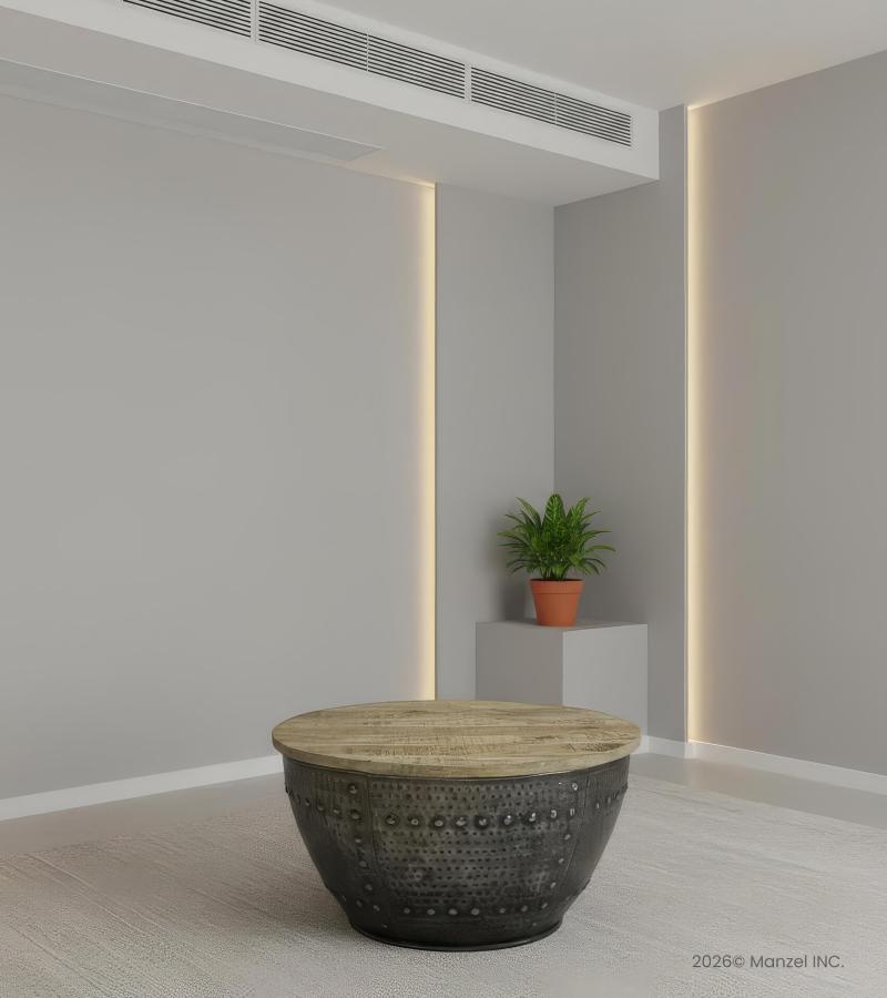 SOLID WOOD & IRON COFFEE TABLE