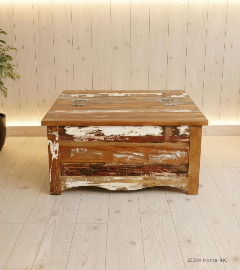 SOLID RECLAIMED TEAK WOOD W/ STORAGE TOP
