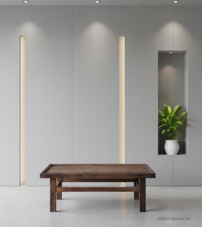 SOLID RECLAIMED WOOD W/ GLASS TOP TABLE 