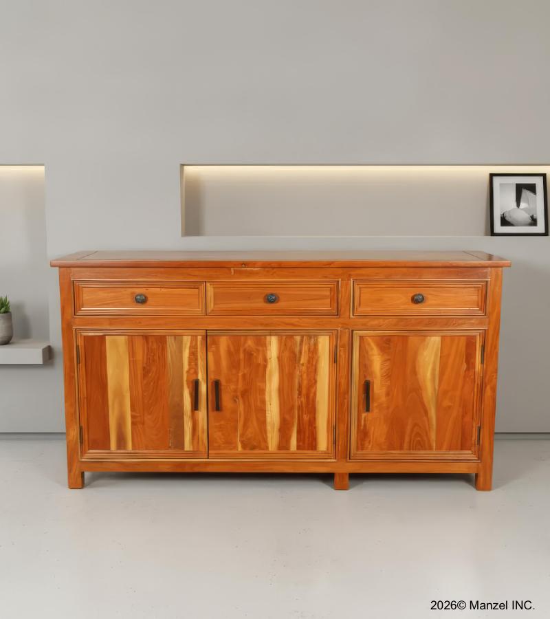 Solid Reclaimed Teak Wood 3 Door, 3 Drawer Sideboard Console Server